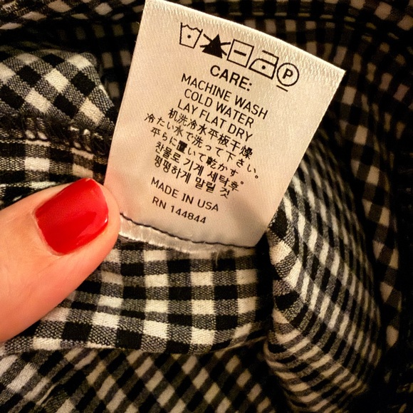 Sandy Liang Front Zip Flare Pants, Black and White Check, Size 10 - Picture 9 of 10